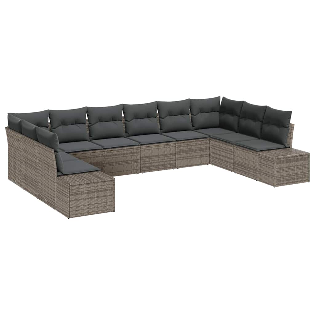 Havesofa Sæt 10 stk. Grå polyrattan