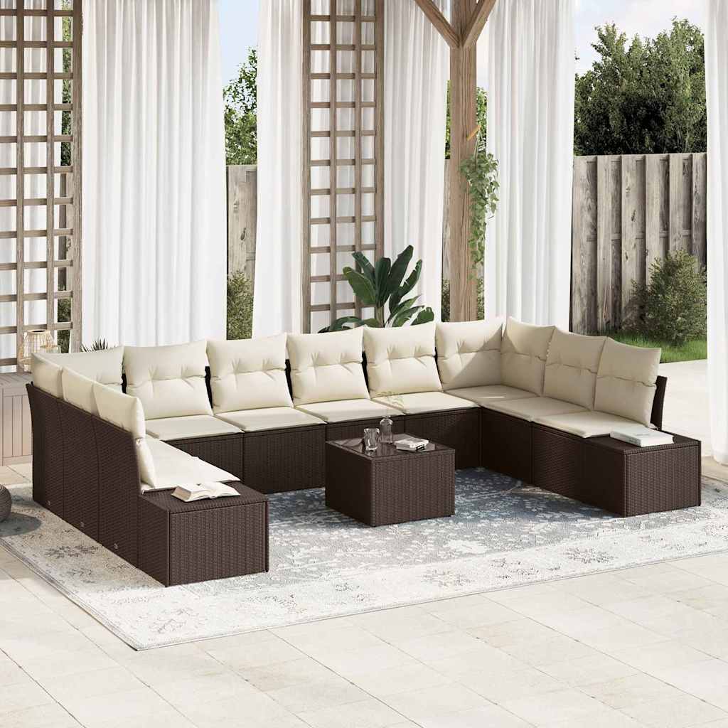 Havesofa Sæt 11 stk. Brun polyrattan