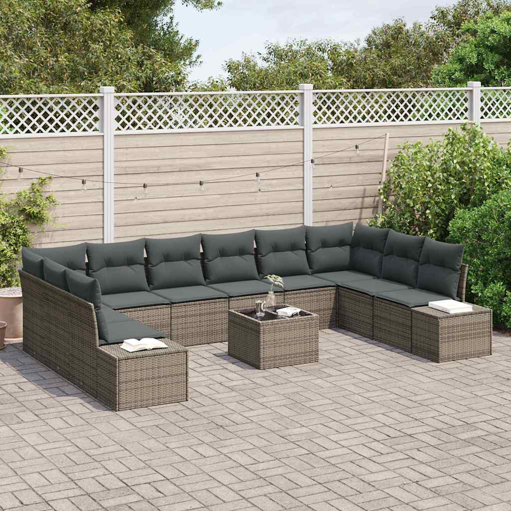 Havesofa Sæt 11 stk. Grå polyrattan