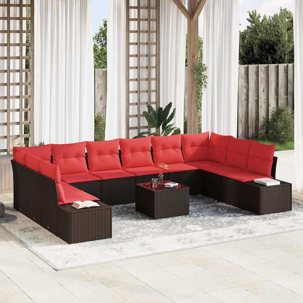 Havesofa Sæt 11 stk. Brun polyrattan