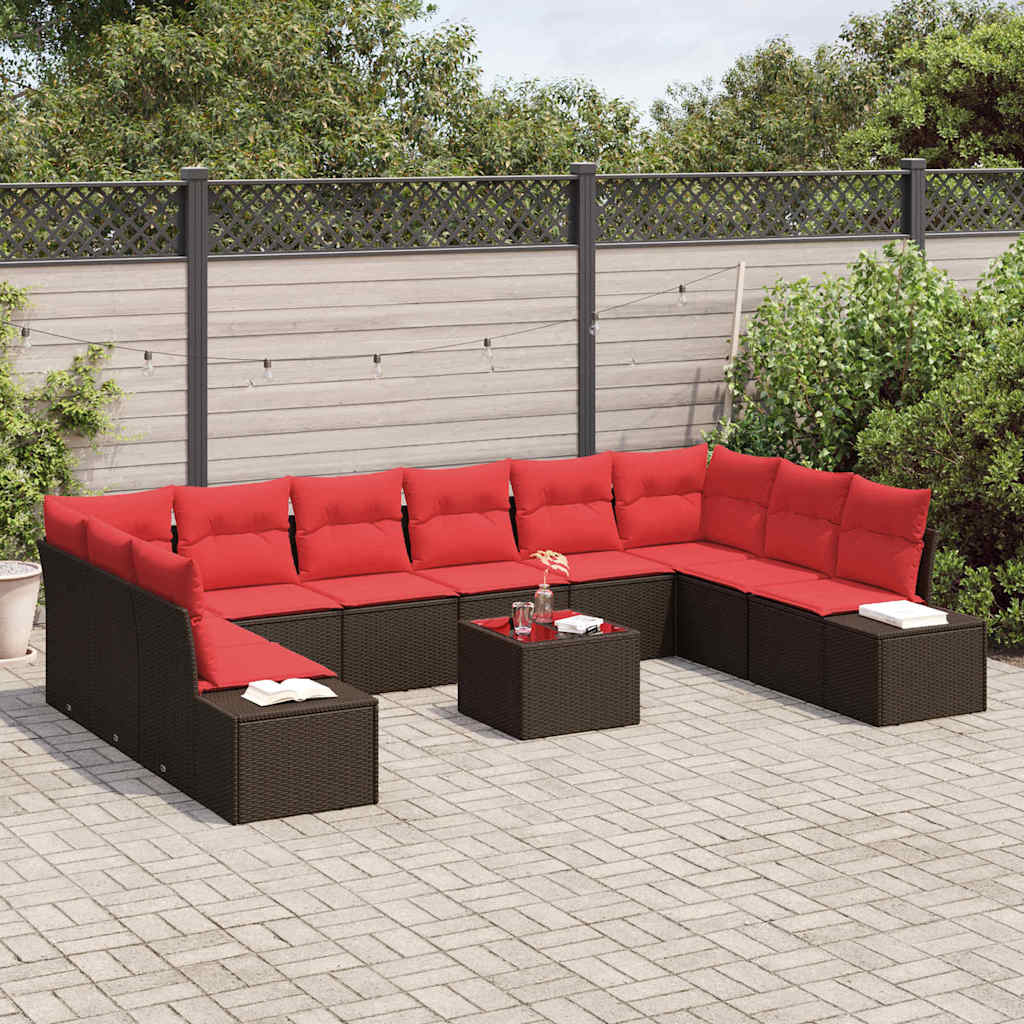Havesofa Sæt 11 stk. Brun polyrattan