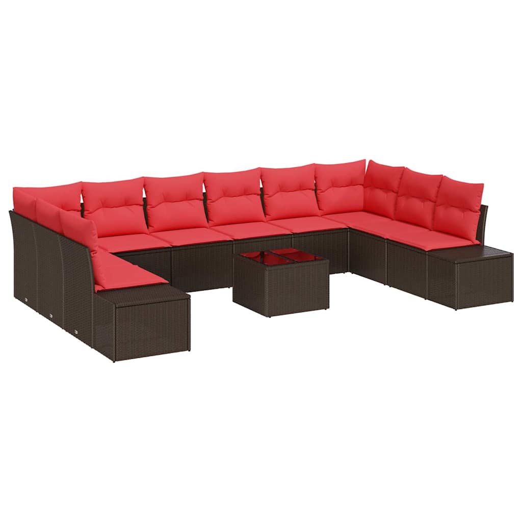 Havesofa Sæt 11 stk. Brun polyrattan
