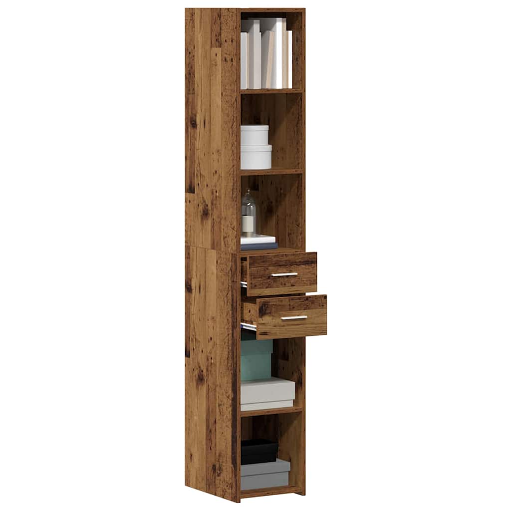 Bogreol med skuffe Gammelt træ 30 x 42.4 x 185.2 cm