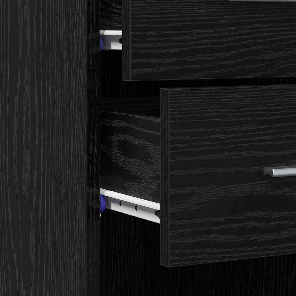 Bogreol med skuffe Sort eg 30 x 42.4 x 185.2 cm