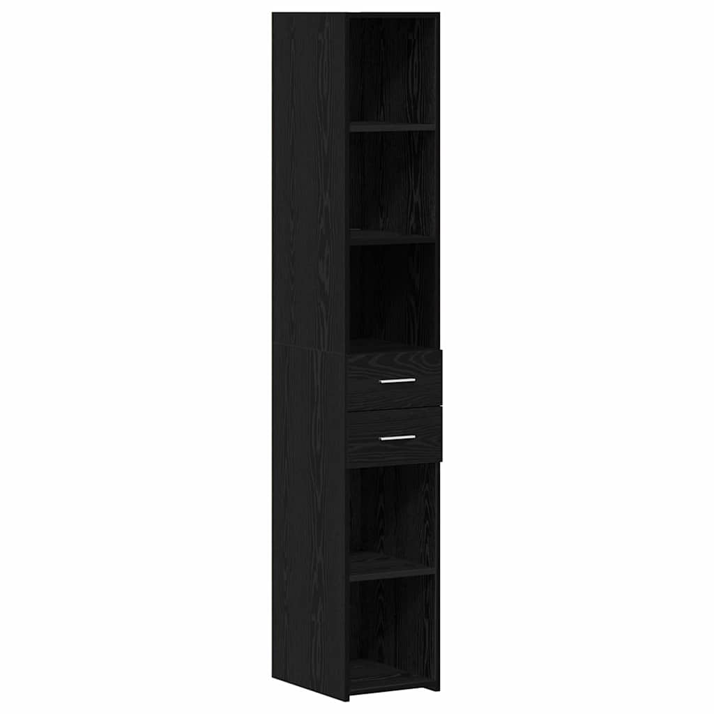 Bogreol med skuffe Sort eg 30 x 42.4 x 185.2 cm