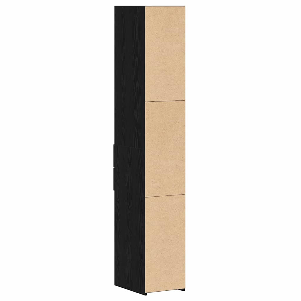 Bogreol med skuffe Sort eg 30 x 42.4 x 185.2 cm