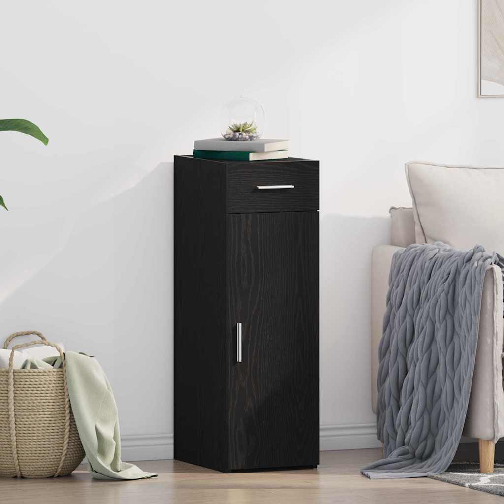 Sideboard med skuffe Sort eg 30 x 42,5 x 93 cm