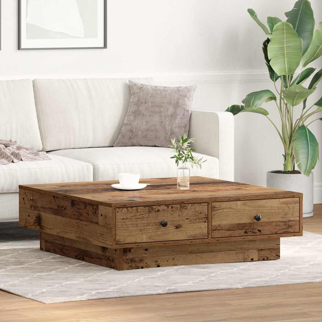 Sofabord Gammelt træ 90 x 90 x 28 cm Konstrueret træ