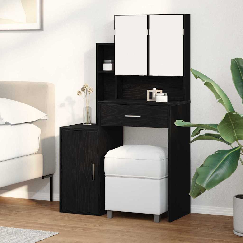 Klædeskab Sort eg 80 x 35 x 132 cm Konstrueret træ