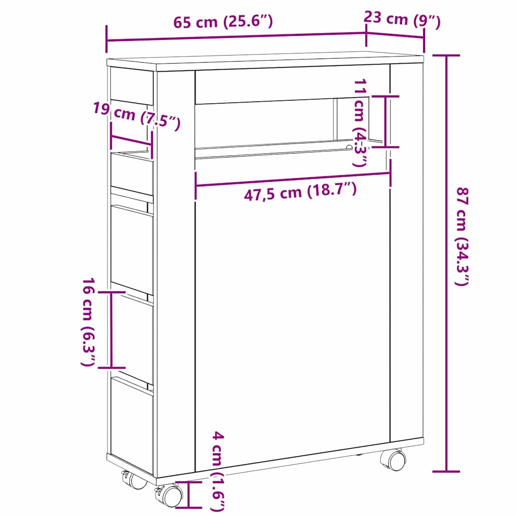 Badeværelsesmøbel sæt 65 x 23 x 87 cm Konstrueret træ Sort eg