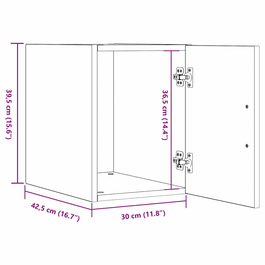 Vægmonteret skab Sort eg 30 x 42,5 x 39,5 cm Konstrueret træ