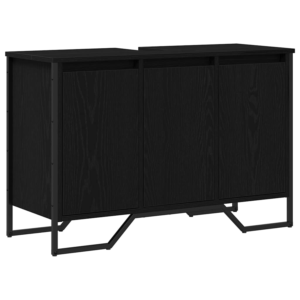 Badeværelsesskabsunder Sort eg 91 x 35 x 60 cm Konstrueret træ