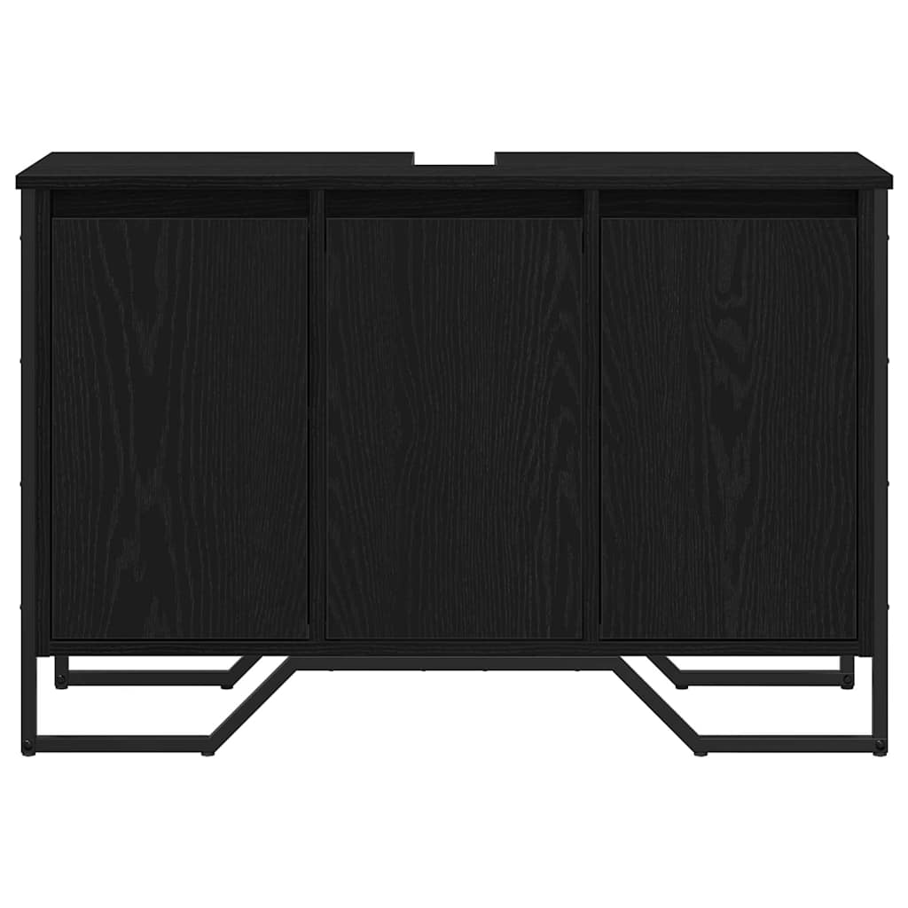 Badeværelsesskabsunder Sort eg 91 x 35 x 60 cm Konstrueret træ