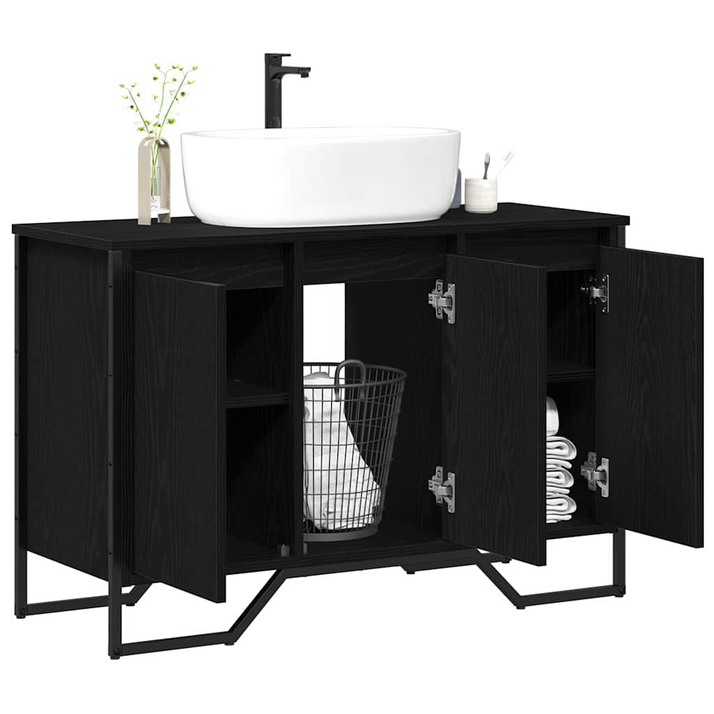 Badeværelsesskabsunder Sort eg 91 x 35 x 60 cm Konstrueret træ