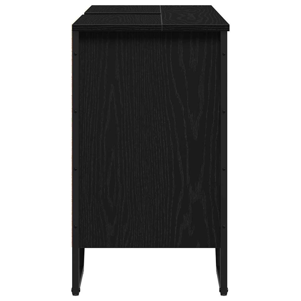 Badeværelsesskabsunder Sort eg 91 x 35 x 60 cm Konstrueret træ