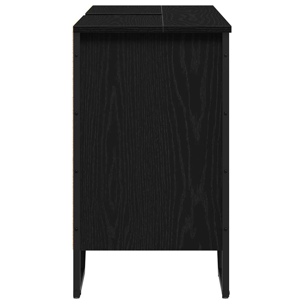 Badeværelsesskabsunder Sort eg 91 x 35 x 60 cm Konstrueret træ