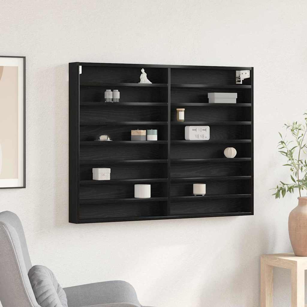 Display Skab Vægmonteret Sort eg 100 x 8,5 x 75 cm