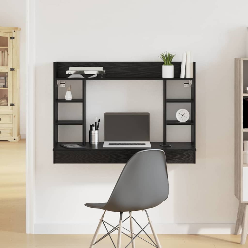 Væghængt skrivebord Sort eg 105 x 48 x 75 cm Konstrueret træ