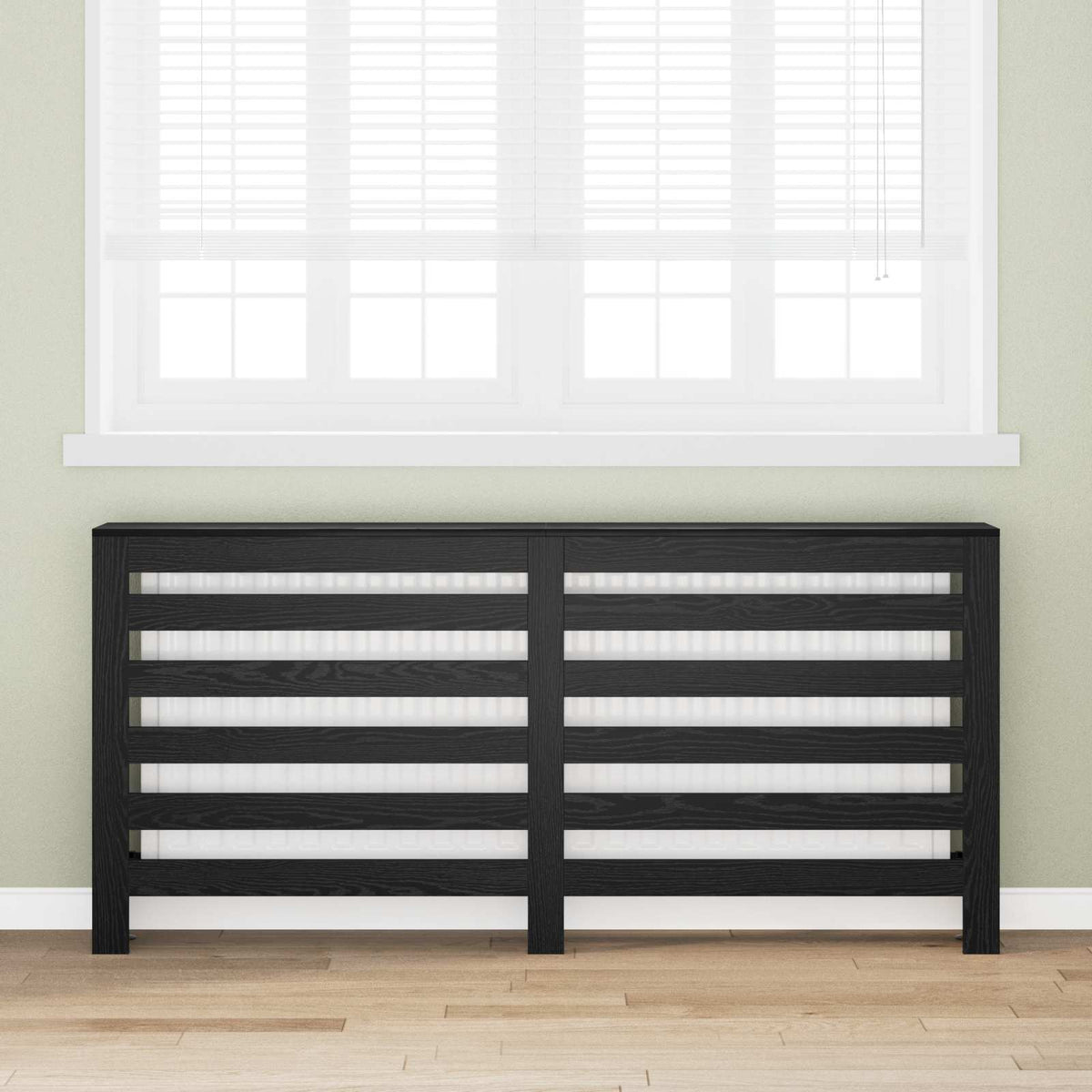 Radiatorcover Sort eg 175 x 20 x 82 cm Konstrueret træ