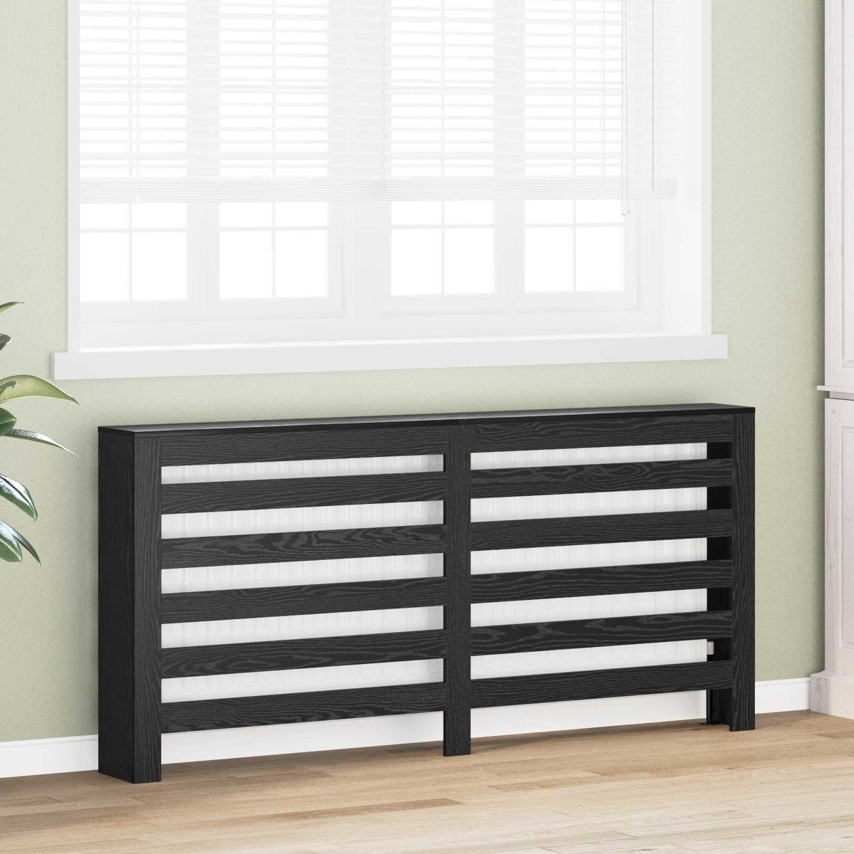 Radiatorcover Sort eg 175 x 20 x 82 cm Konstrueret træ