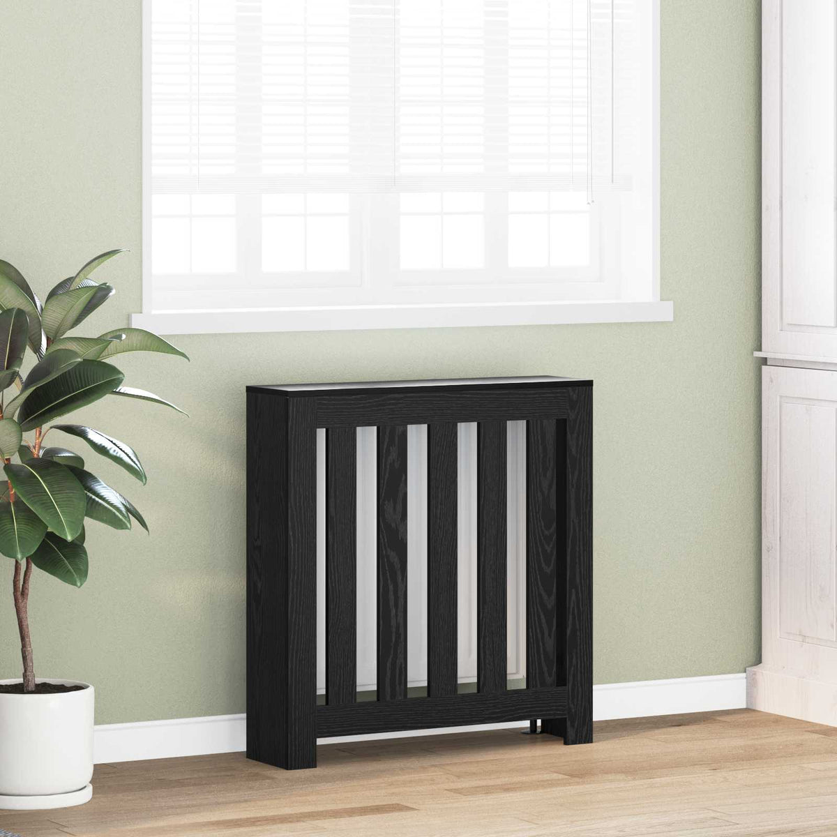 Radiatorcover Sort eg 78 x 20 x 82 cm Konstrueret træ