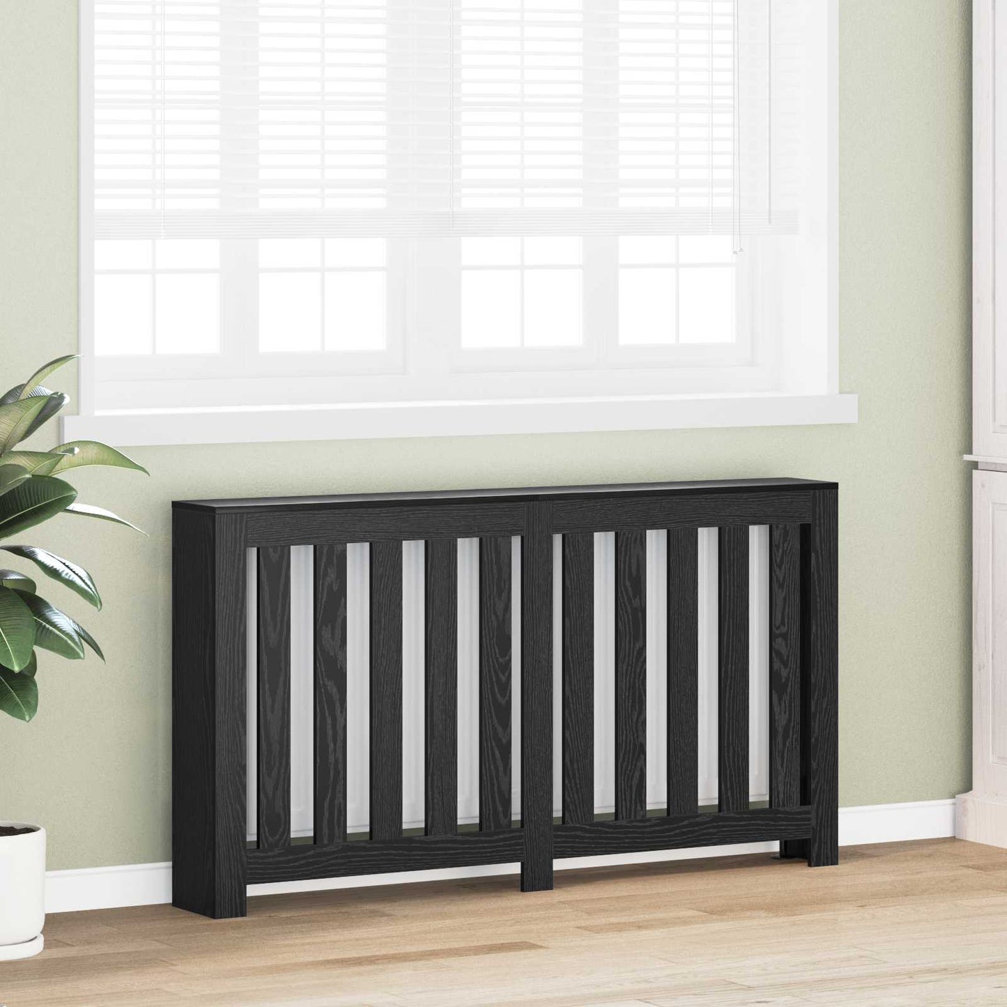 Radiatorcover Sort eg 149 x 20 x 82 cm Konstrueret træ