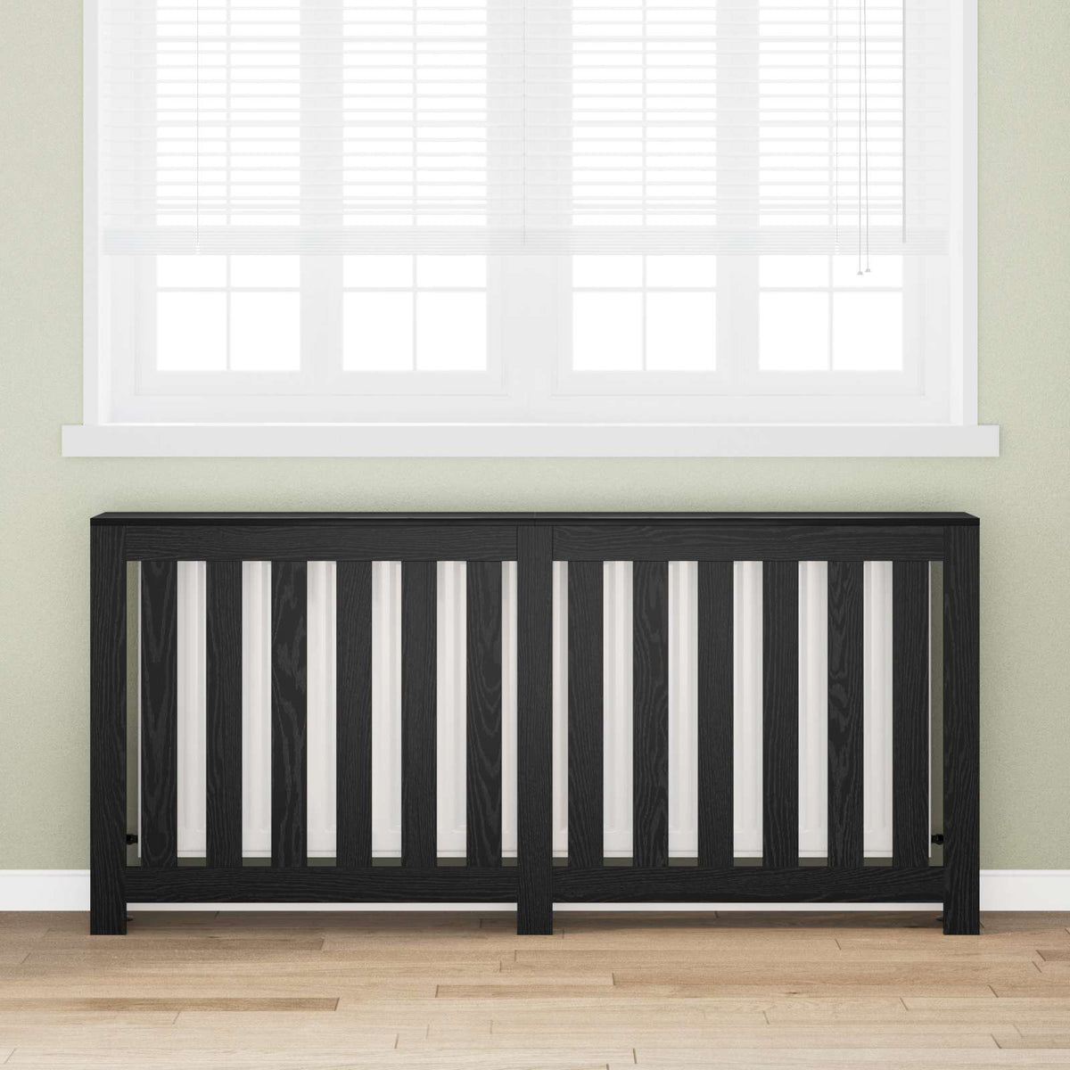 Radiatorcover Sort eg 175 x 20 x 82 cm Konstrueret træ