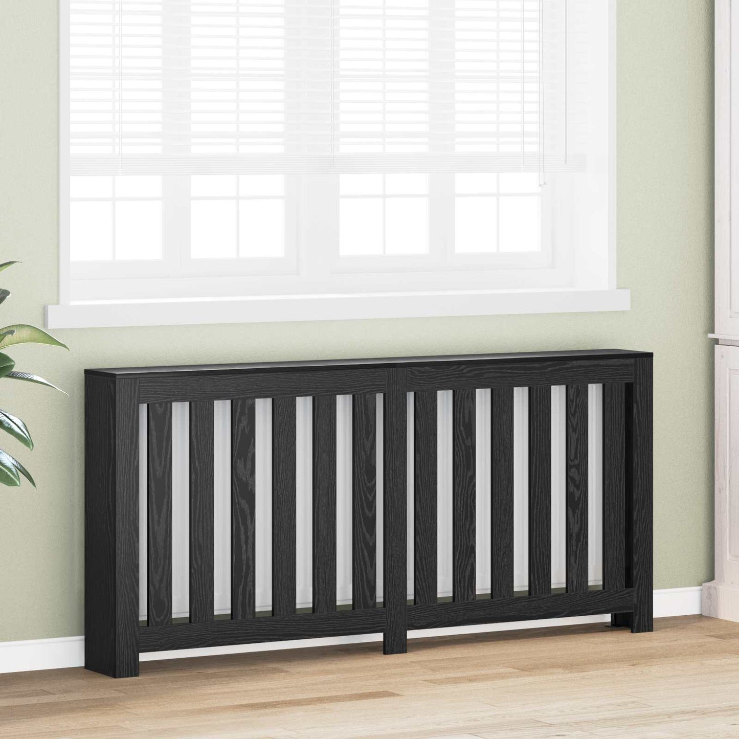 Radiatorcover Sort eg 175 x 20 x 82 cm Konstrueret træ