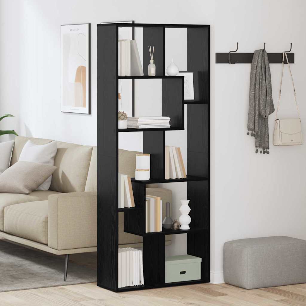 Bogskab 8 niveauer 67 x 25 x 162 cm Konstrueret træ Sort eg