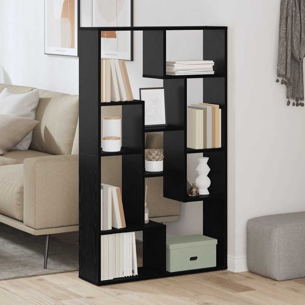 Bogskab 8 niveauer 72 x 20 x 120,5 cm Konstrueret træ Sort eg