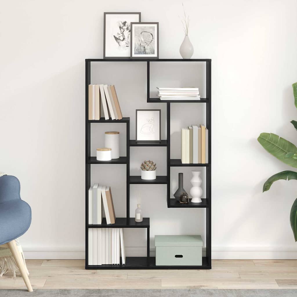 Bogskab 8 niveauer 72 x 20 x 120,5 cm Konstrueret træ Sort eg