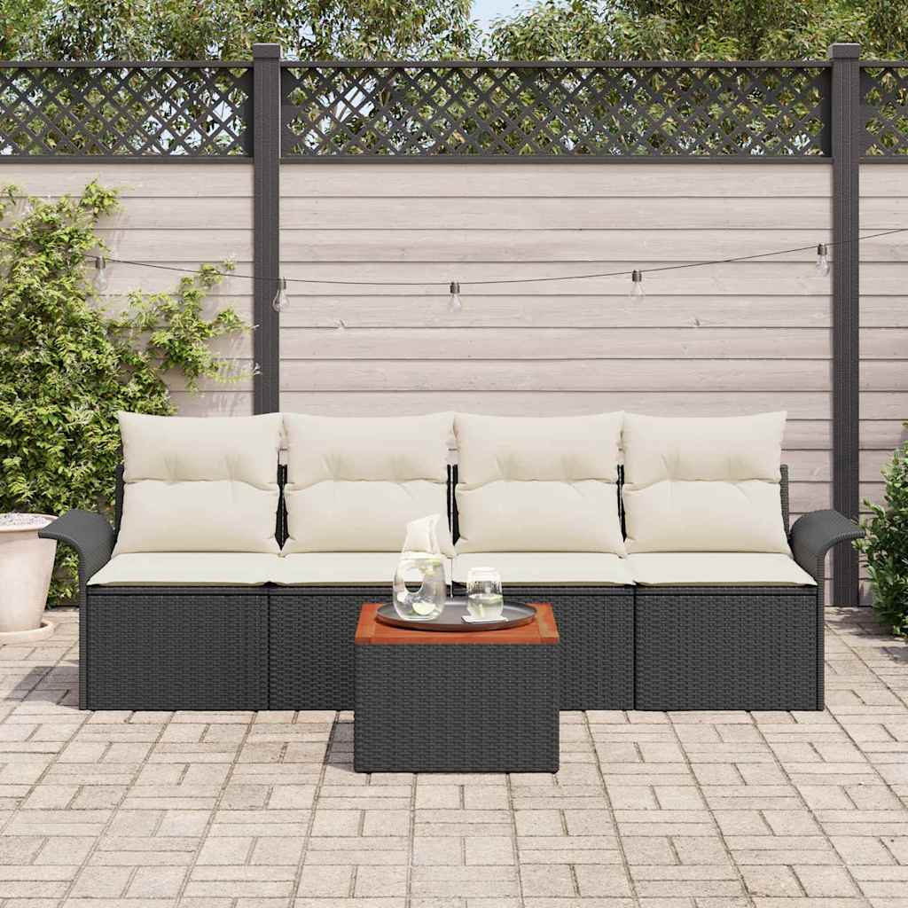Havesofa Sæt 5 stk. Sort polyrattan
