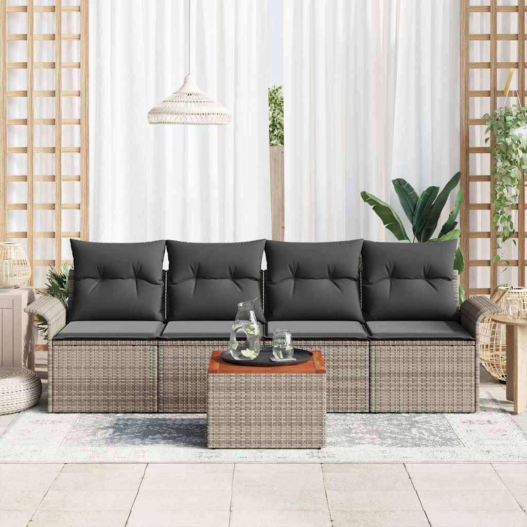 Havesofa Sæt 5 stk. Grå polyrattan