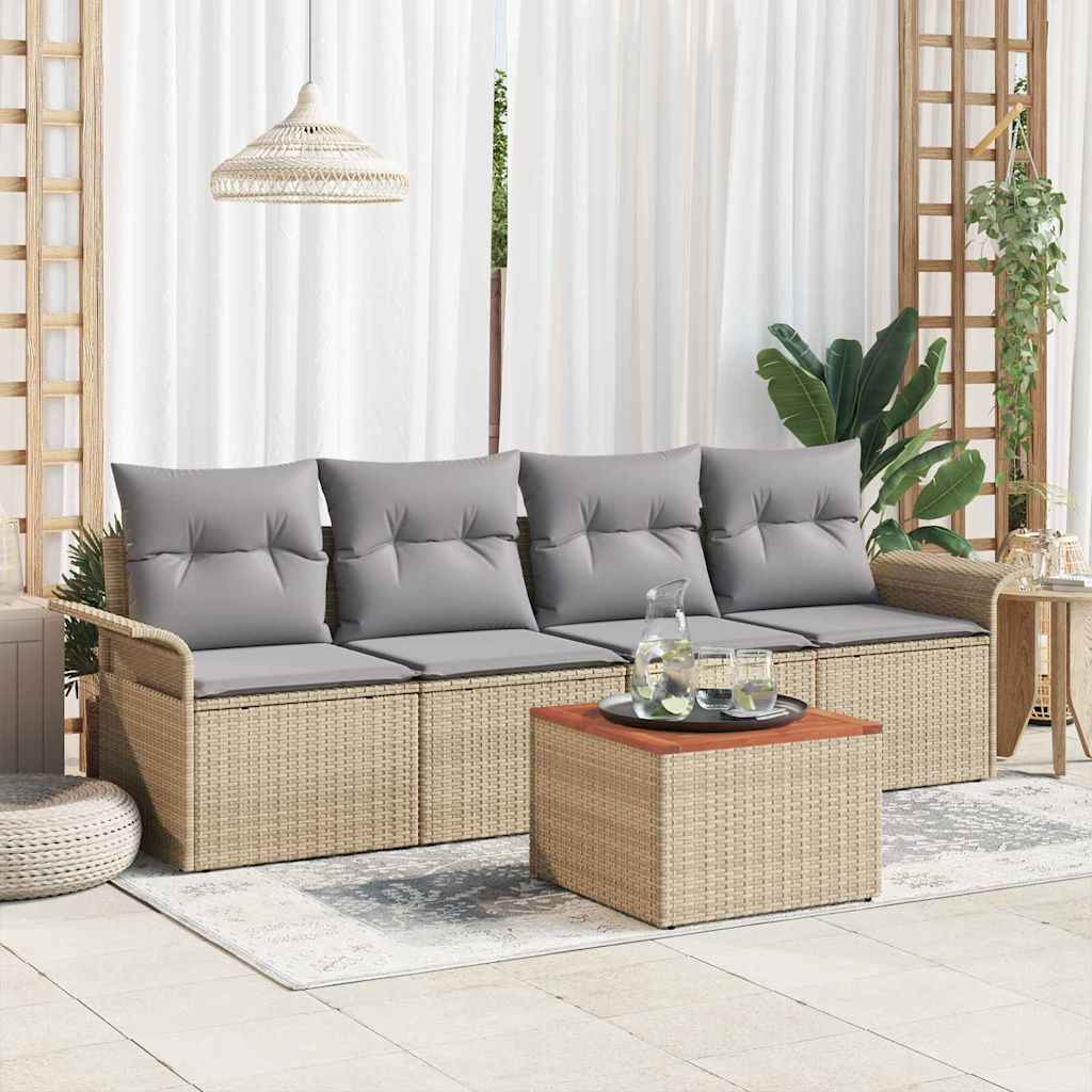 Havesofa Sæt 5 stk. Beige polyrattan