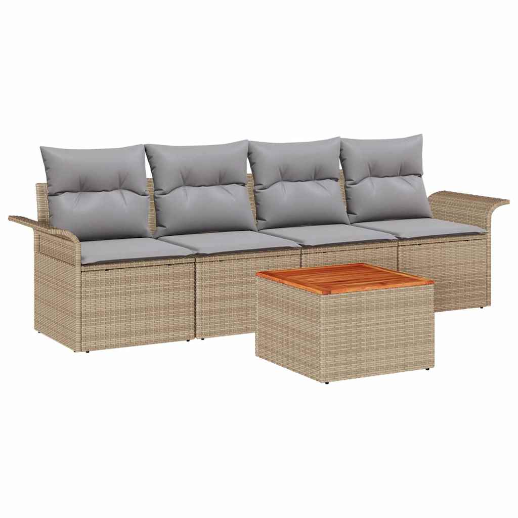 Havesofa Sæt 5 stk. Beige polyrattan