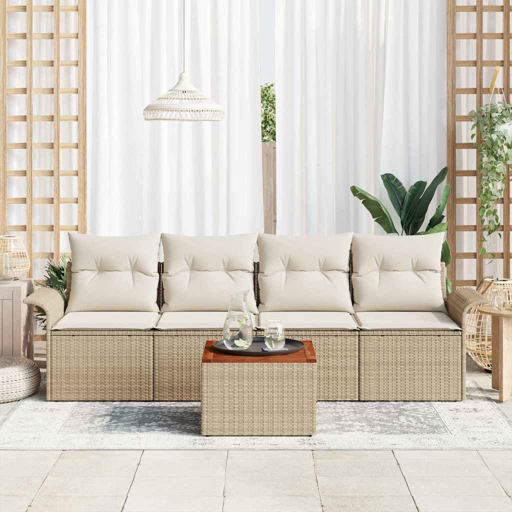 Havesofa Sæt 5 stk. Beige polyrattan