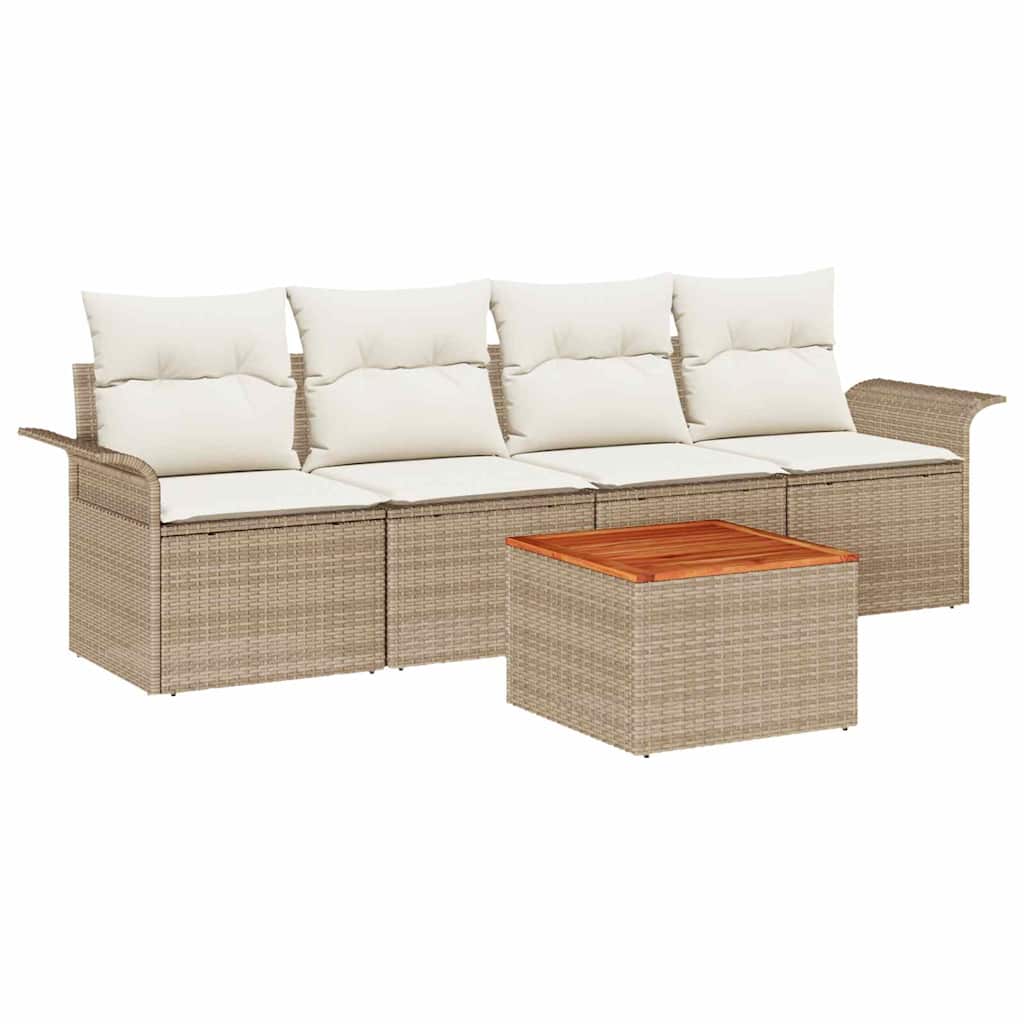 Havesofa Sæt 5 stk. Beige polyrattan