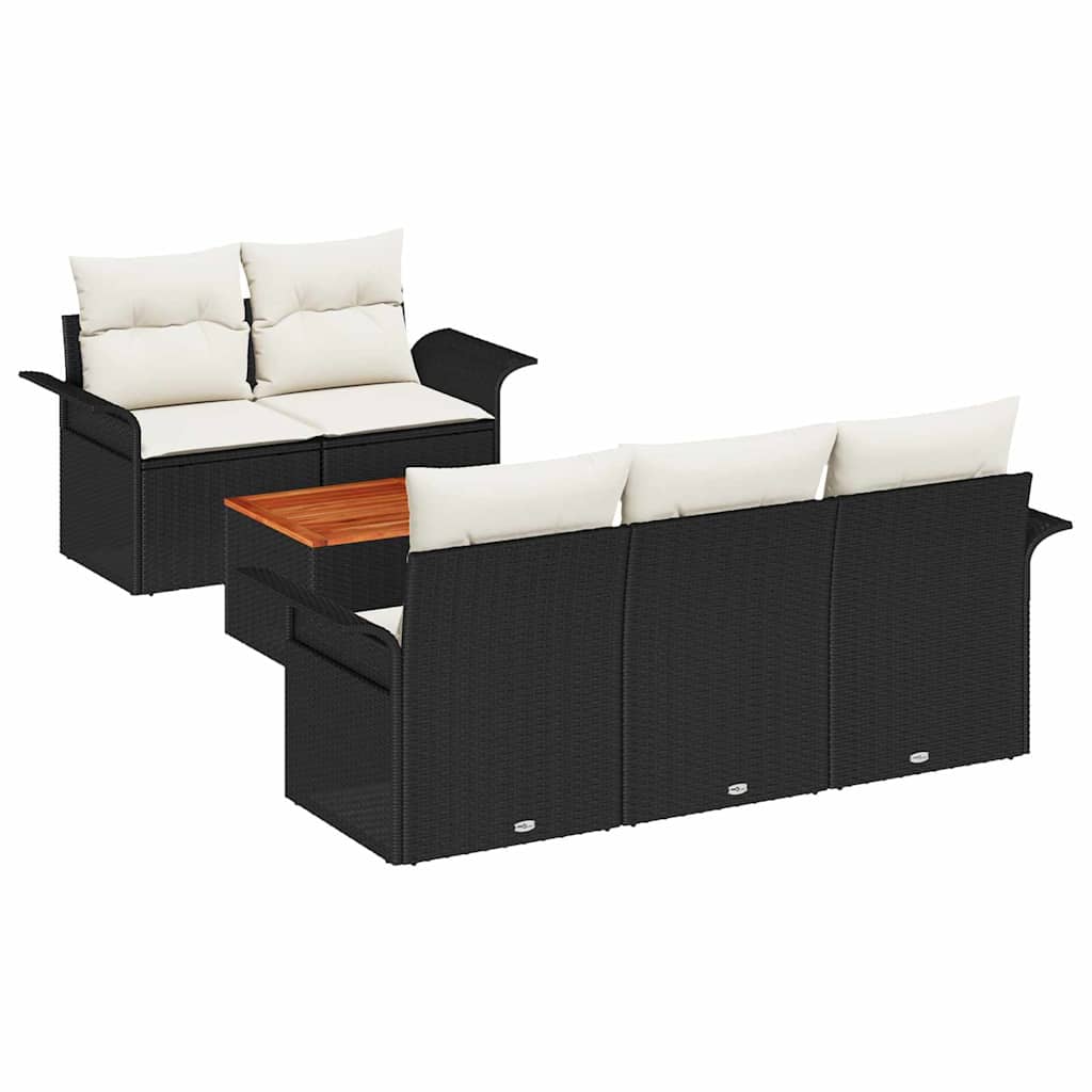 Havesofa Sæt 6 stk. Sort polyrattan