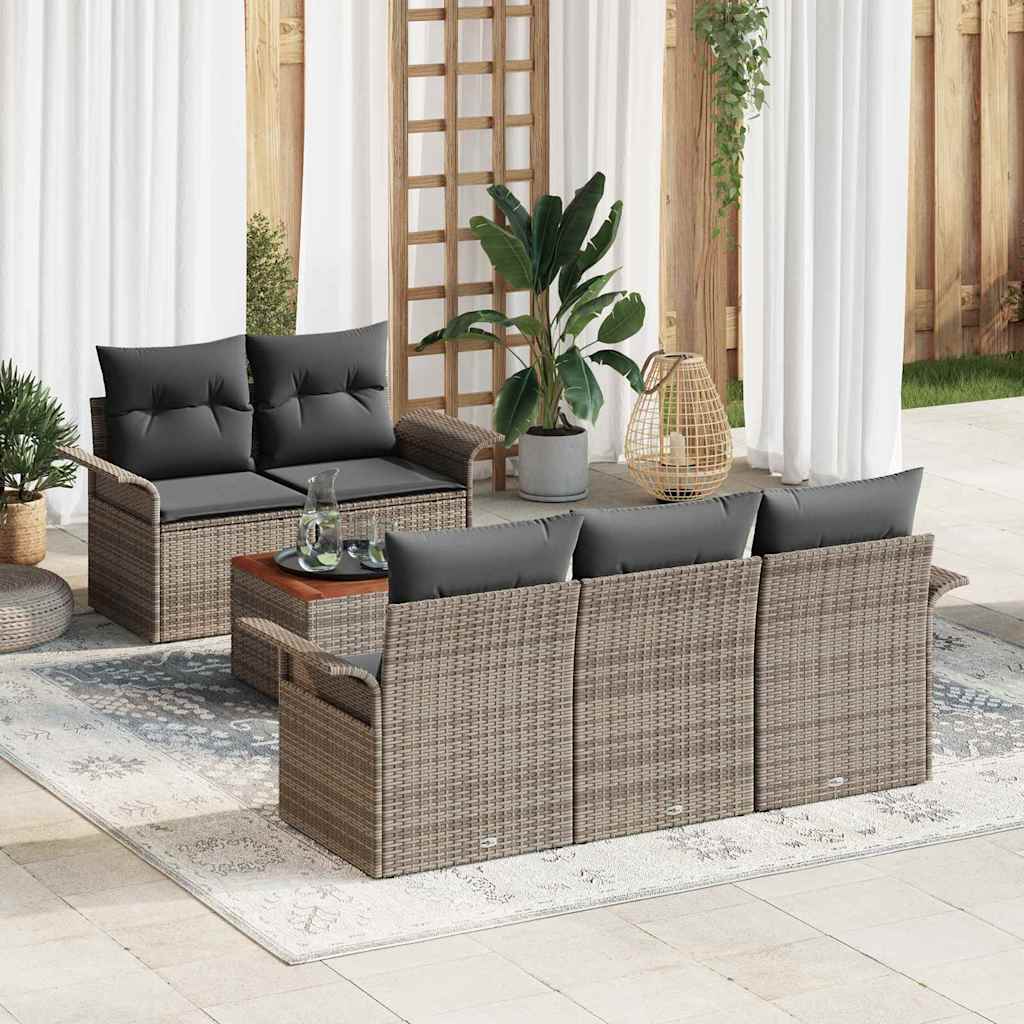 Havesofa Sæt 6 stk. Grå polyrattan