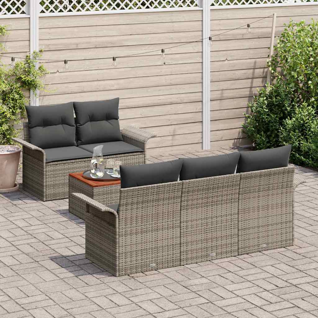 Havesofa Sæt 6 stk. Grå polyrattan