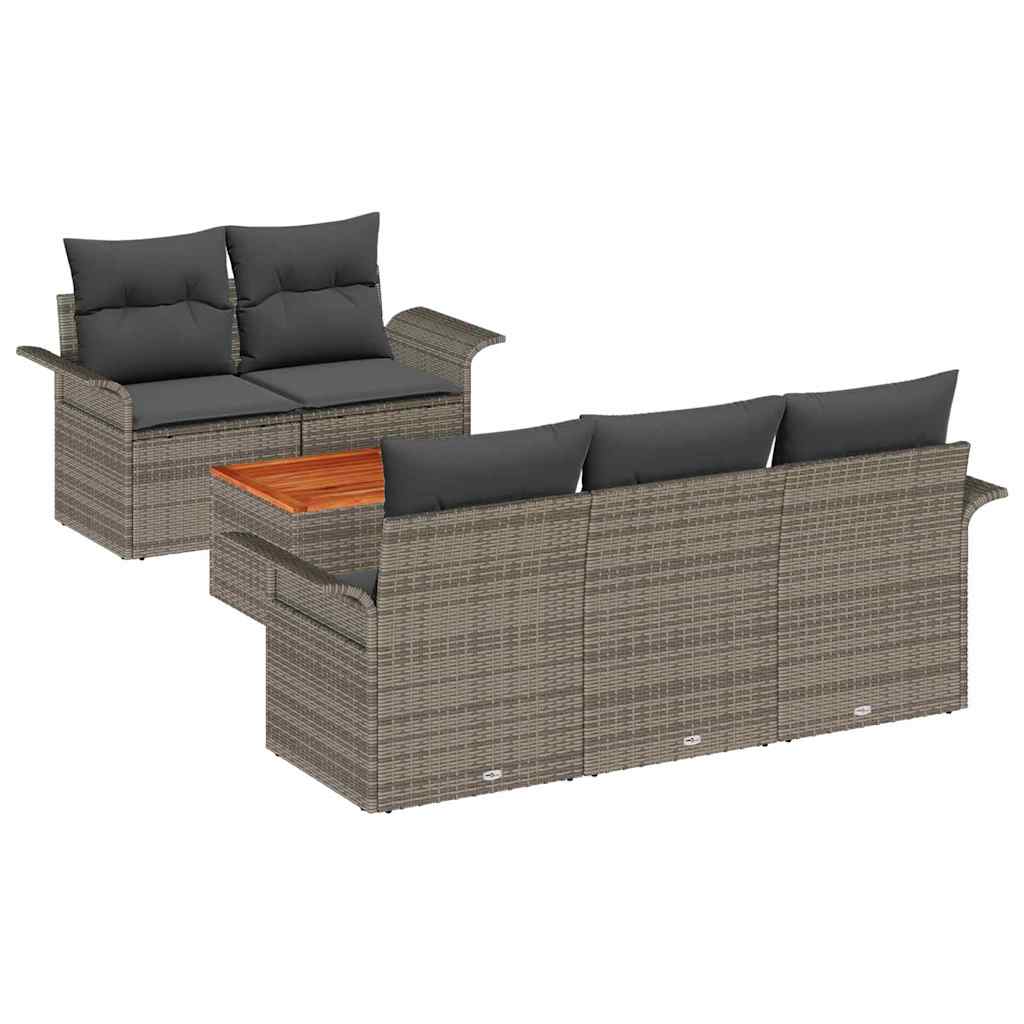 Havesofa Sæt 6 stk. Grå polyrattan
