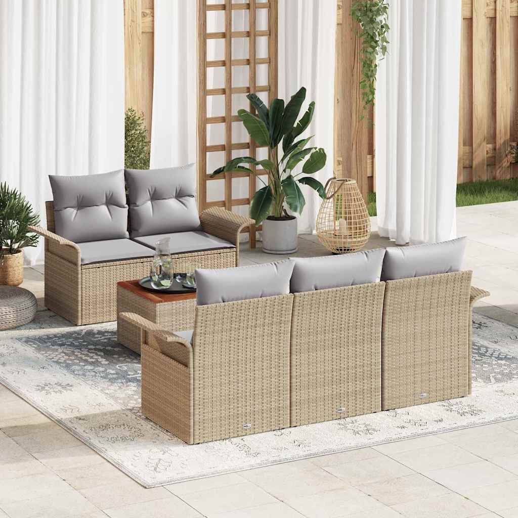 Havesofa Sæt 6 stk. Beige polyrattan