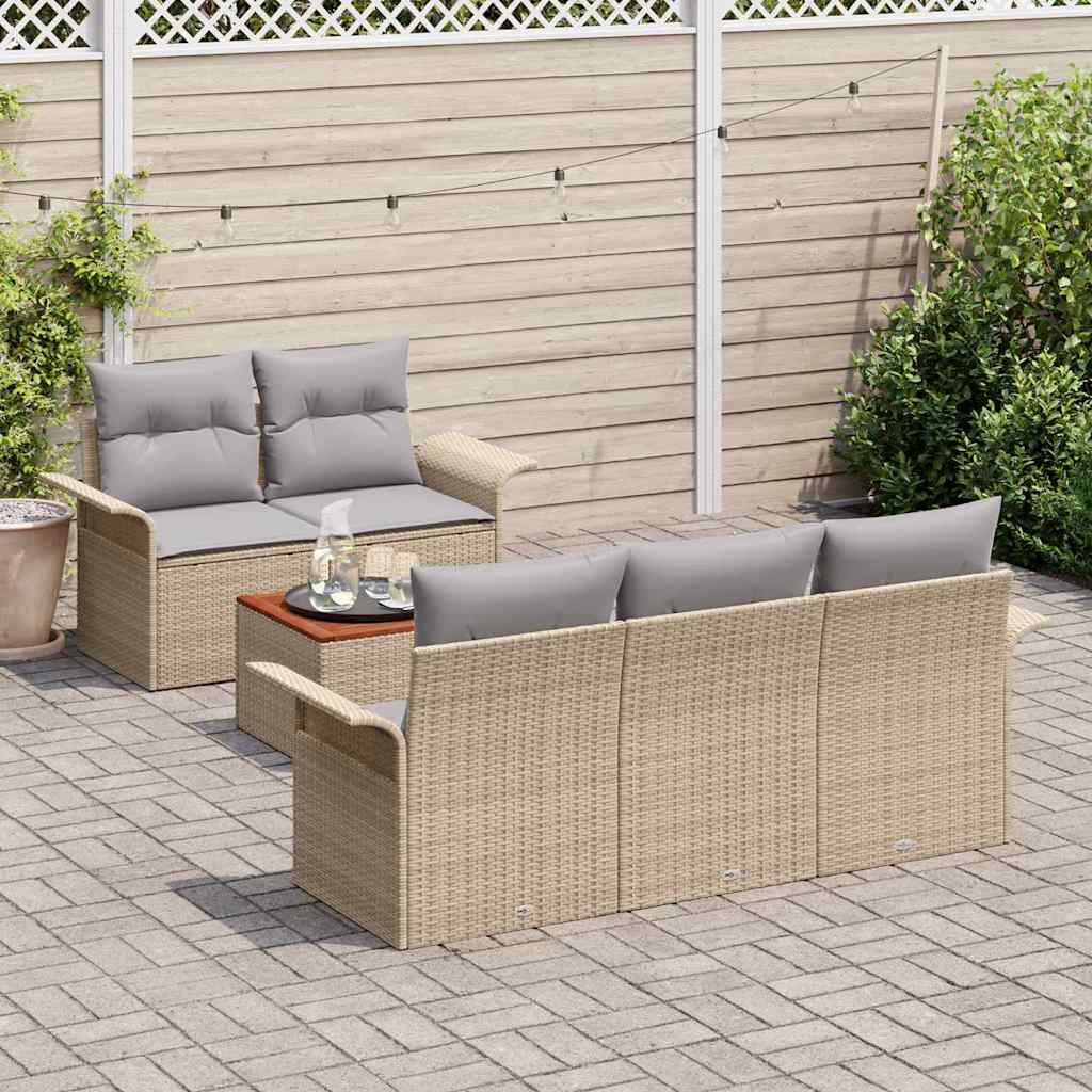 Havesofa Sæt 6 stk. Beige polyrattan