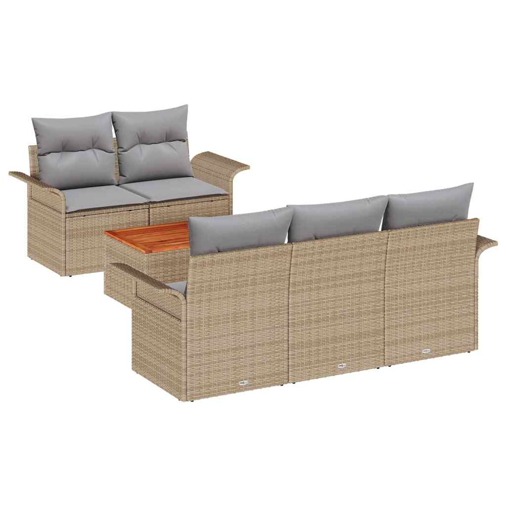 Havesofa Sæt 6 stk. Beige polyrattan