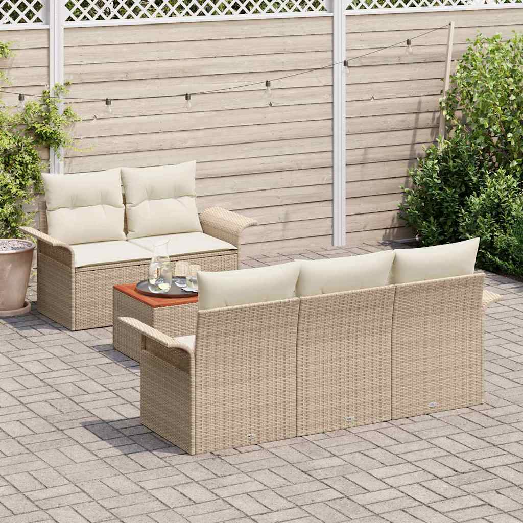 Havesofa Sæt 6 stk. Beige polyrattan
