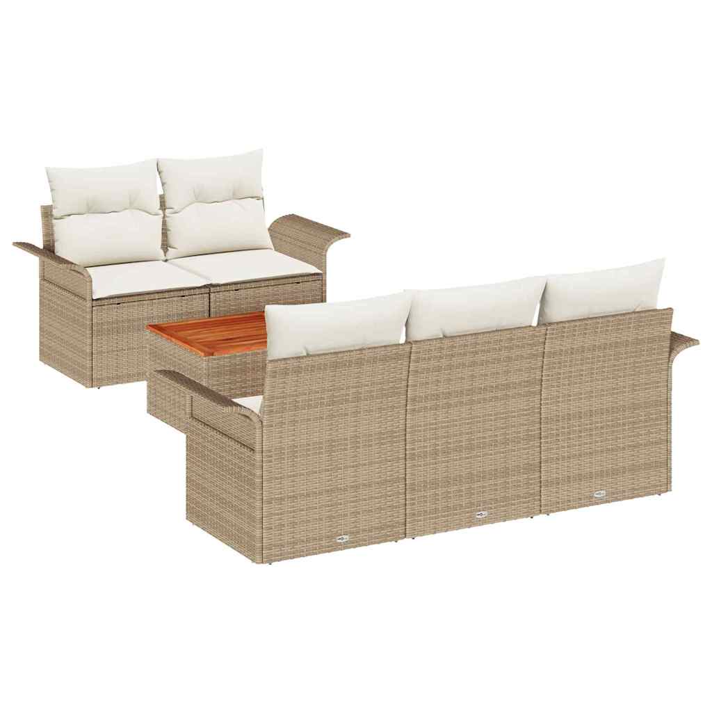 Havesofa Sæt 6 stk. Beige polyrattan