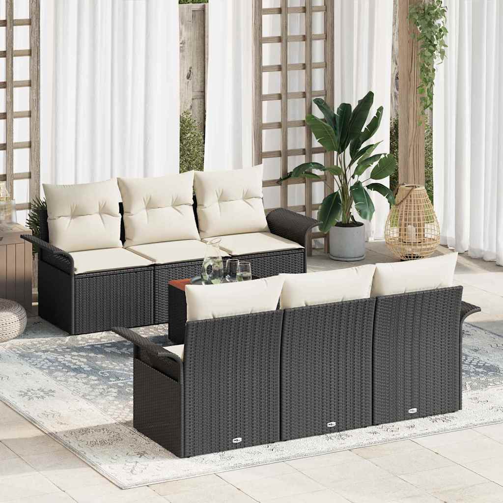 Havesofa Sæt 7 stk. Sort polyrattan