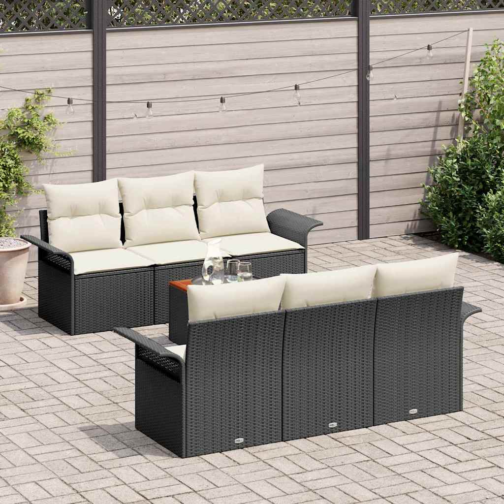 Havesofa Sæt 7 stk. Sort polyrattan