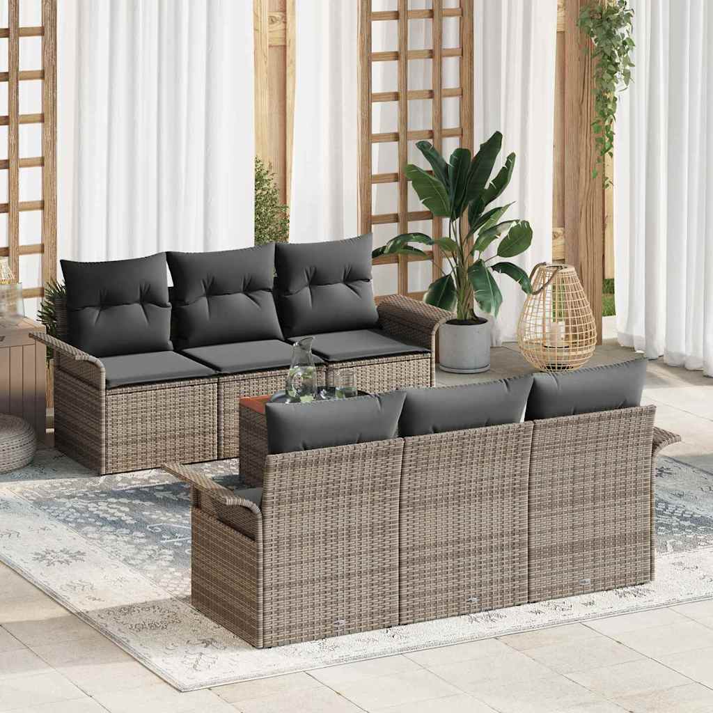 Havesofa Sæt 7 stk. Grå polyrattan