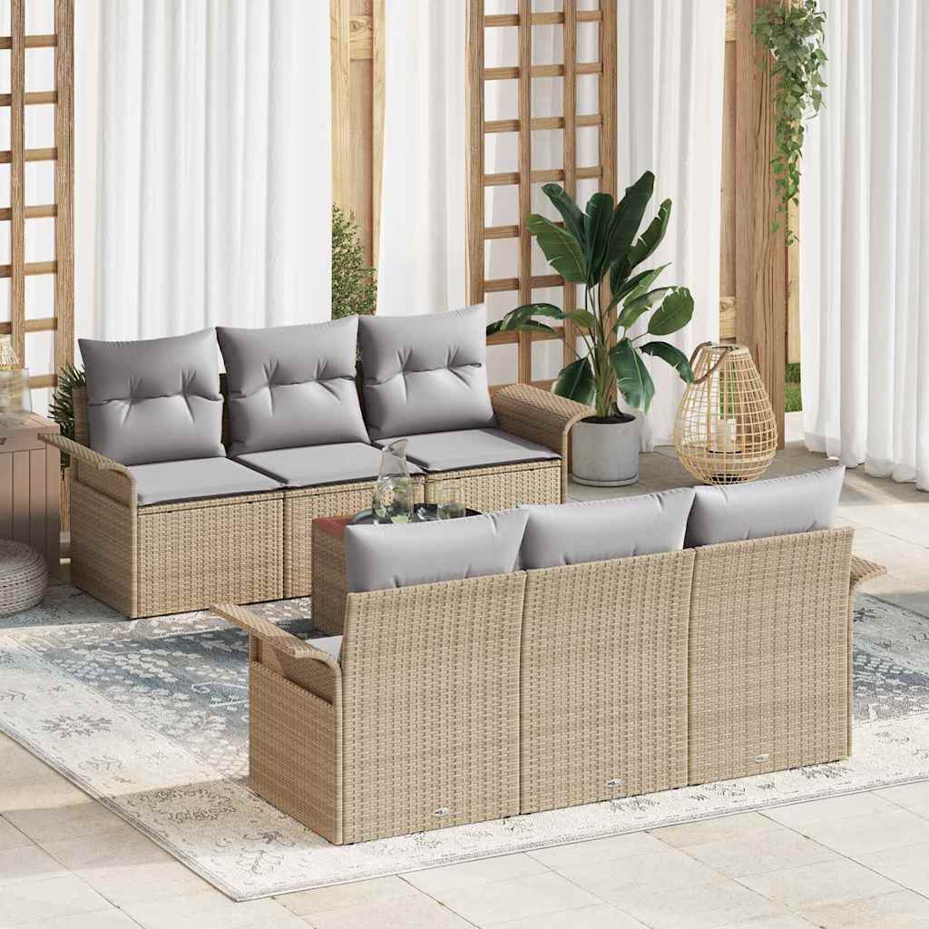 Havesofa Sæt 7 stk. Beige polyrattan
